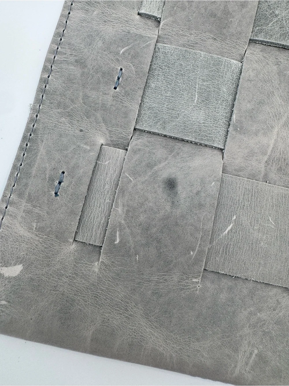 SutiSana Woven Laptop Clutch Glacial Gray Size M NWT Genuine Leather